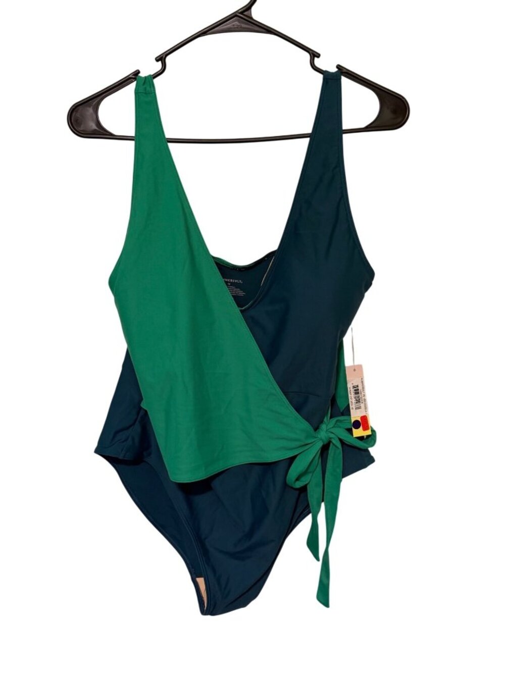 SummerSalt NWT Swimsuit 1 Pc Crossover Teal/ Green Cups Womans 16